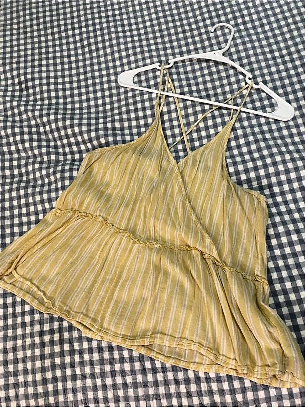 American Eagle Striped Tank Top Yellow & White Size XL